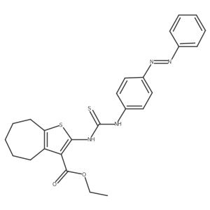 4H-Cyclohepta[b]thiophene-3-carboxylic acid, 5,6,7,8-tetrahydro-2-[[[[4-(2-phenyldiazenyl)phenyl]amino]thioxomethyl]amino]-, ethyl ester Structure