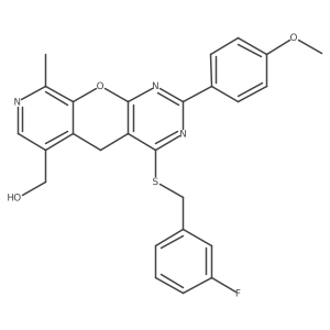 (7-{[(3-Fluorophenyl)methyl]sulfanyl}-5-(4-methoxyphenyl)-14-methyl-2-oxa-4,6,13-triazatricyclo[8.4.0.0^{3,8}]tetradeca-1(10),3(8),4,6,11,13-hexaen-11-yl)methanol Structure