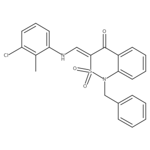(3E)-1-benzyl-3-{[(3-chloro-2-methylphenyl)amino]methylene}-1H-2,1-benzothiazin-4(3H)-one 2,2-dioxide Structure