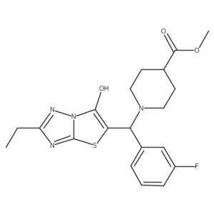 Methyl 1-((2-ethyl-6-hydroxythiazolo[3,2-b][1,2,4]triazol-5-yl)(3-fluorophenyl)methyl)piperidine-4-carboxylate Structure