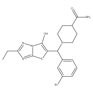 1-((3-Bromophenyl)(2-ethyl-6-hydroxythiazolo[3,2-b][1,2,4]triazol-5-yl)methyl)piperidine-4-carboxamide结构式