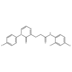 N-(4-chloro-2-fluorophenyl)-2-((4-(4-fluorophenyl)-3-oxo-3,4-dihydropyrazin-2-yl)thio)acetamide Structure