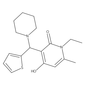 1-ethyl-4-hydroxy-6-methyl-3-(piperidin-1-yl(thiophen-2-yl)methyl)pyridin-2(1H)-one结构式