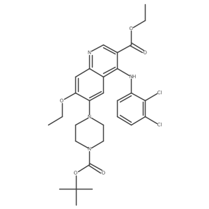 Ethyl 6-[4-(tert-butoxycarbonyl)piperazin-1-yl]-4-[(2,3-dichlorophenyl)amino]-7-ethoxyquinoline-3-carboxylate Structure