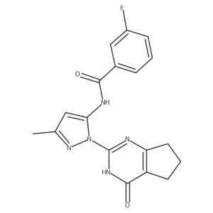 3-fluoro-N-(3-methyl-1-(4-oxo-4,5,6,7-tetrahydro-3H-cyclopenta[d]pyrimidin-2-yl)-1H-pyrazol-5-yl)benzamide Structure