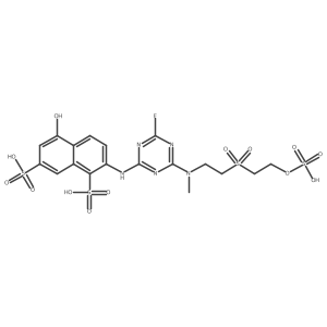 2-[[4-Fluoro-6-[methyl[2-[[2-(sulfooxy)ethyl]sulfonyl]ethyl]amino]-1,3,5-triazin-2-yl]amino]-5-hydroxy-1,7-naphthalenedisulfonic acid结构式