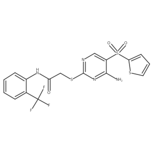 2-{[4-amino-5-(thiophene-2-sulfonyl)pyrimidin-2-yl]sulfanyl}-N-[2-(trifluoromethyl)phenyl]acetamide结构式