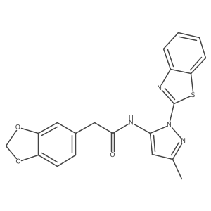 2-(benzo[d][1,3]dioxol-5-yl)-N-(1-(benzo[d]thiazol-2-yl)-3-methyl-1H-pyrazol-5-yl)acetamide Structure