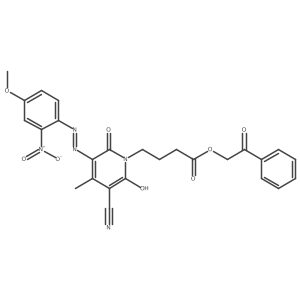 2-Oxo-2-phenylethyl 3-cyano-6-hydroxy-5-[2-(4-methoxy-2-nitrophenyl)diazenyl]-4-methyl-2-oxo-1(2H)-pyridinebutanoate结构式
