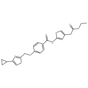 Ethyl 2-(2-(4-((4-cyclopropylthiazol-2-yl)methoxy)benzamido)thiazol-4-yl)acetate结构式
