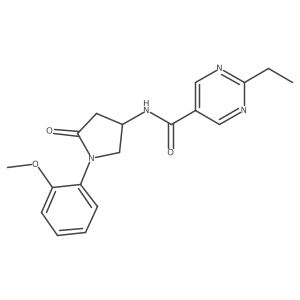 2-ethyl-N-[1-(2-methoxyphenyl)-5-oxopyrrolidin-3-yl]pyrimidine-5-carboxamide结构式