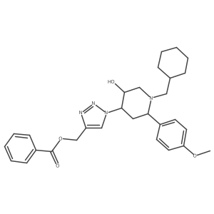 [1-[(2R,4S,5S)-1-(cyclohexylmethyl)-5-hydroxy-2-(4-methoxyphenyl)piperidin-4-yl]triazol-4-yl]methyl benzoate结构式