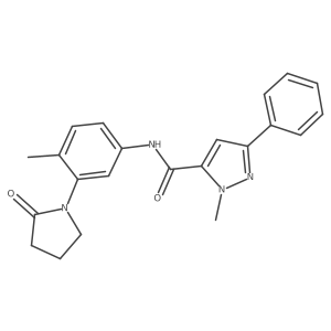 1-methyl-N-(4-methyl-3-(2-oxopyrrolidin-1-yl)phenyl)-3-phenyl-1H-pyrazole-5-carboxamide结构式