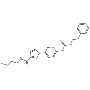 N-(2-methoxyethyl)-2-(4-(3-phenethylureido)phenyl)-2H-tetrazole-5-carboxamide结构式