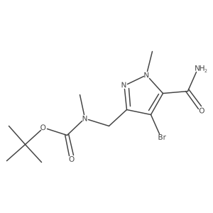 tert-butyl ((4-bromo-5-carbamoyl-1-methyl-1H-pyrazol-3-yl)methyl)(methyl)carbamate Structure
