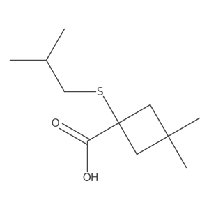 1-(Isobutylthio)-3,3-dimethylcyclobutane-1-carboxylic acid Structure