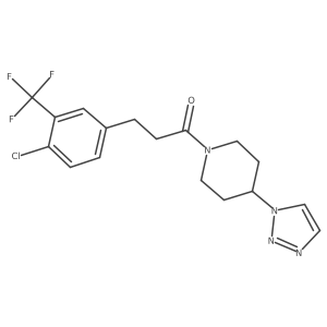 1-(4-(1H-1,2,3-triazol-1-yl)piperidin-1-yl)-3-(4-chloro-3-(trifluoromethyl)phenyl)propan-1-one结构式