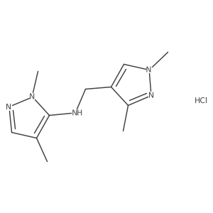N-[(1,3-dimethylpyrazol-4-yl)methyl]-2,4-dimethylpyrazol-3-amine;hydrochloride结构式