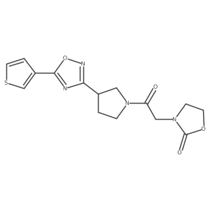3-(2-Oxo-2-(3-(5-(thiophen-3-yl)-1,2,4-oxadiazol-3-yl)pyrrolidin-1-yl)ethyl)oxazolidin-2-one Structure
