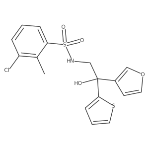3-chloro-N-(2-(furan-3-yl)-2-hydroxy-2-(thiophen-2-yl)ethyl)-2-methylbenzenesulfonamide结构式