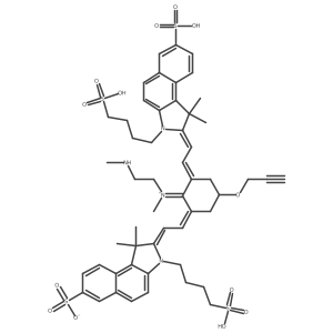 2-(2-(3-(2-(1,1-Dimethyl-7-sulfo-3-(4-sulfobutyl)-1H-benzo[e]indol-2(3H)-ylidene)ethylidene)-2-(methyl(2-(methylamino)ethyl)amino)-5-(prop-2-yn-1-yloxy)cyclohex-1-en-1-yl)vinyl)-1,1-dimethyl-3-(4-sulfobutyl)-1H-benzo[e]indol-3-ium-7-sulfonate Structure