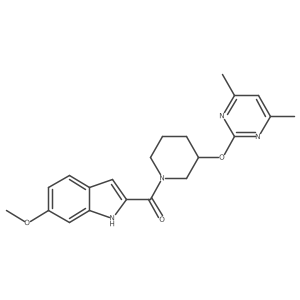 (3-((4,6-dimethylpyrimidin-2-yl)oxy)piperidin-1-yl)(6-methoxy-1H-indol-2-yl)methanone结构式