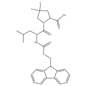 (2R)-1-[(2R)-2-({[(9H-fluoren-9-yl)methoxy]carbonyl}amino)-4-methylpentanoyl]-4,4-difluoropyrrolidine-2-carboxylic acid Structure