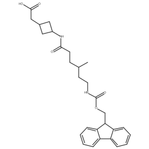 2-{3-[6-({[(9H-fluoren-9-yl)methoxy]carbonyl}amino)-4-methylhexanamido]cyclobutyl}acetic acid Structure