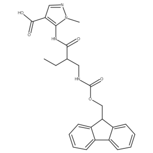 5-{2-[({[(9H-fluoren-9-yl)methoxy]carbonyl}amino)methyl]butanamido}-1-methyl-1H-pyrazole-4-carboxylic acid结构式