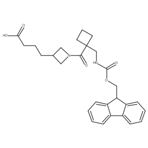 4-(1-{1-[({[(9H-fluoren-9-yl)methoxy]carbonyl}amino)methyl]cyclobutanecarbonyl}azetidin-3-yl)butanoic acid结构式