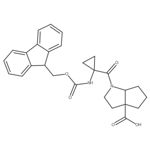 1-[1-({[(9H-fluoren-9-yl)methoxy]carbonyl}amino)cyclopropanecarbonyl]-octahydrocyclopenta[b]pyrrole-3a-carboxylic acid结构式