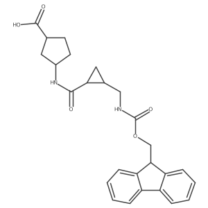 rac-(1R,3S)-3-{2-[({[(9H-fluoren-9-yl)methoxy]carbonyl}amino)methyl]cyclopropaneamido}cyclopentane-1-carboxylic acid结构式