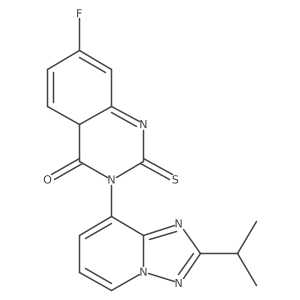 7-Fluoro-3-[2-(propan-2-yl)-[1,2,4]triazolo[1,5-a]pyridin-8-yl]-2-sulfanylidene-1,2,3,4-tetrahydroquinazolin-4-one结构式