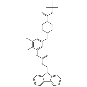 tert-butyl 4-{[3-({[(9H-fluoren-9-yl)methoxy]carbonyl}amino)-4-methyl-5-sulfanylphenyl]methyl}piperazine-1-carboxylate结构式