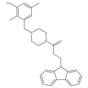 (9H-fluoren-9-yl)methyl 4-[(3-amino-5-iodo-2-methylphenyl)methyl]piperazine-1-carboxylate结构式