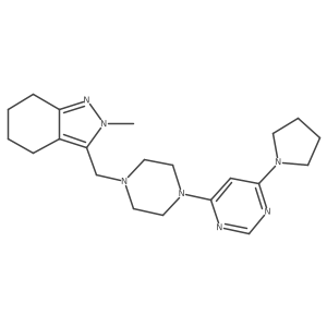 2-methyl-3-({4-[6-(pyrrolidin-1-yl)pyrimidin-4-yl]piperazin-1-yl}methyl)-4,5,6,7-tetrahydro-2H-indazole结构式