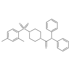 4-((2,4-dimethylphenyl)sulfonyl)-N,N-diphenylpiperazine-1-carboxamide结构式