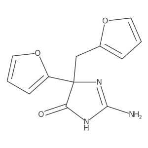 2-amino-5-(furan-2-yl)-5-[(furan-2-yl)methyl]-4,5-dihydro-1H-imidazol-4-one结构式