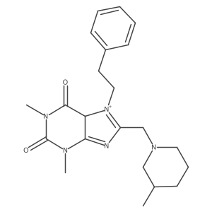 1,3-dimethyl-8-[(3-methylpiperidin-1-yl)methyl]-7-(2-phenylethyl)-5H-purin-7-ium-2,6-dione结构式