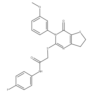 N-(4-fluorophenyl)-2-((3-(3-methoxyphenyl)-4-oxo-3,4,6,7-tetrahydrothieno[3,2-d]pyrimidin-2-yl)thio)acetamide结构式
