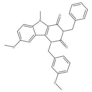 3-benzyl-8-methoxy-1-(3-methoxybenzyl)-5-methyl-1H-pyrimido[5,4-b]indole-2,4(3H,5H)-dione结构式