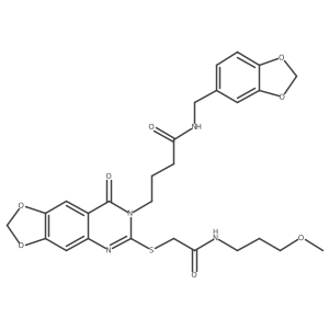 N-[(2H-1,3-benzodioxol-5-yl)methyl]-4-[6-({[(3-methoxypropyl)carbamoyl]methyl}sulfanyl)-8-oxo-2H,7H,8H-[1,3]dioxolo[4,5-g]quinazolin-7-yl]butanamide Structure