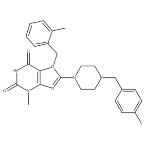 8-{4-[(4-Fluorophenyl)methyl]piperazinyl}-3-methyl-7-[(2-methylphenyl)methyl]-1,3,7-trihydropurine-2,6-dione结构式