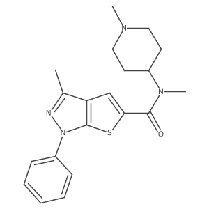 N,3-dimethyl-N-(1-methylpiperidin-4-yl)-1-phenyl-1H-thieno[2,3-c]pyrazole-5-carboxamide结构式
