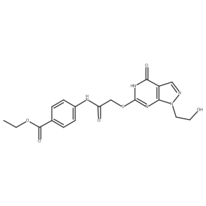 ethyl 4-(2-((1-(2-hydroxyethyl)-4-oxo-4,5-dihydro-1H-pyrazolo[3,4-d]pyrimidin-6-yl)thio)acetamido)benzoate Structure