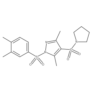 1-((3,4-dimethylphenyl)sulfonyl)-3,5-dimethyl-4-(pyrrolidin-1-ylsulfonyl)-1H-pyrazole Structure