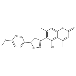5-hydroxy-6-[5-(4-methoxyphenyl)-4,5-dihydro-1H-pyrazol-3-yl]-4,7-dimethyl-2H-chromen-2-one结构式