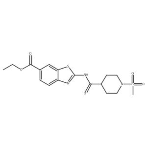 Ethyl 2-(1-methanesulfonylpiperidine-4-amido)-1,3-benzothiazole-6-carboxylate结构式