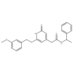2-(2-((3-methoxybenzyl)thio)-6-oxo-1,6-dihydropyrimidin-4-yl)-N-(1-phenylethyl)acetamide结构式