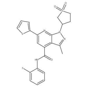 1-(1,1-dioxidotetrahydrothiophen-3-yl)-N-(2-fluorophenyl)-3-methyl-6-(thiophen-2-yl)-1H-pyrazolo[3,4-b]pyridine-4-carboxamide Structure